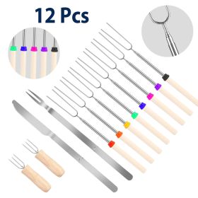 Stainless Steel Roasting Sticks Set 31.9in Extendable Telescoping Marshmallow Hot Dog Fork Skewers Set