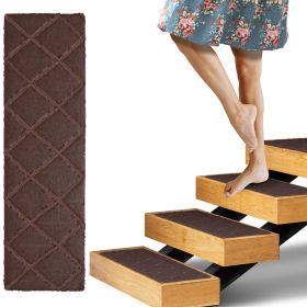 Carpet Stair Treads for Wooden Steps Indoor 8 x 30 inch Pack of 15 Brown Adhesive Stair Tread Carpet for Stairs Non Slip Washable Polyester Stair Mats