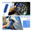 5Pcs Car Cleaning Brush Kit 61in Detachable Long Handle Soft Microfiber Mop Brush Mitt Windshield Squeegee Duster Towel Wheel Tier Brush Hose Adapter