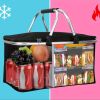 30L Insulated Picnic Basket Cooler Collapsible Food Delivery Storage Bag Grocery Market Basket Heat & Cool Insulation w/ Aluminum Handles Ban on Amazo