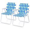 2 Pieces Folding Beach Chair Camping Lawn Webbing Chair