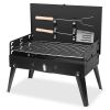 16.7x10x17.7in Portable Charcoal Grill Foldable BBQ Suitcase Grill Shelf For Outdoor Camping Picnics Garden Grilling