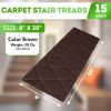 Carpet Stair Treads for Wooden Steps Indoor 8 x 30 inch Pack of 15 Brown Adhesive Stair Tread Carpet for Stairs Non Slip Washable Polyester Stair Mats