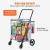 VEVOR Folding Shopping Cart, Jumbo Grocery Cart with Double Baskets, 360¬∞ Swivel Wheels, Heavy Duty Utility Cart, 110 LBS Large Capacity Utility Cart