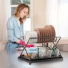 2-layer bowl and dish drying rack with bowl, cup, and basin holder, foldable bowl and dish drain rack, suitable for kitchen countertops, rust proof ta