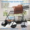 2-layer bowl and dish drying rack with bowl, cup, and basin holder, foldable bowl and dish drain rack, suitable for kitchen countertops, rust proof ta