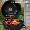 Outsunny 21" Kettle Charcoal BBQ Grill Trolley with 360 sq.in. Cooking Area, Outdoor Barbecue with Shelf, Wheels, Ash Catcher and Built-in Thermometer