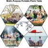 Picnic Table Folding Camping Table Chair Set with 4 Seats Chairs and Umbrella Hole