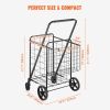 VEVOR Folding Shopping Cart, Jumbo Grocery Cart with Double Baskets, 360¬∞ Swivel Wheels, Heavy Duty Utility Cart, 110 LBS Large Capacity Utility Cart