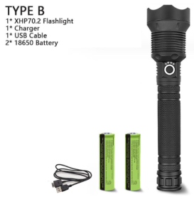 XHP70.2 Powerful Usb Led Flashlight (Option: P70.2+18650-US)